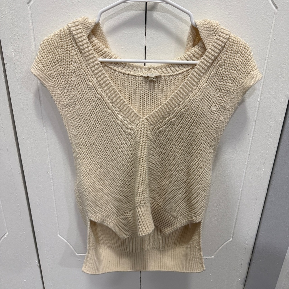 PILCRO by Anthropologie Cream Hooded Sweater Tank Top